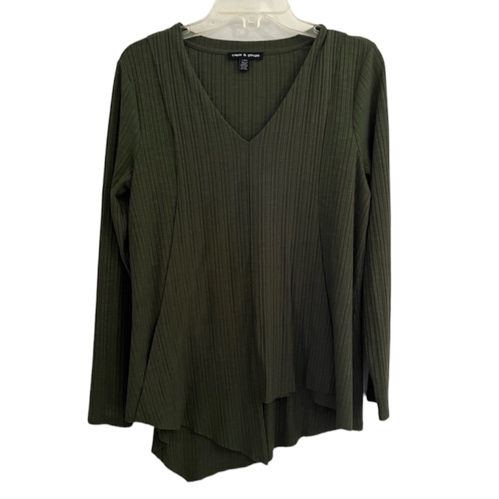 Cable and Gauge Asymmetrical Hem Long Sleeve Top